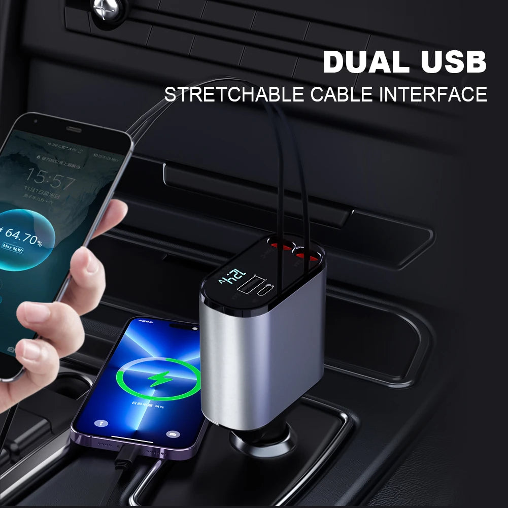 New 4in1 Car Charger With Smart Voltage Super Fast Charging Supported