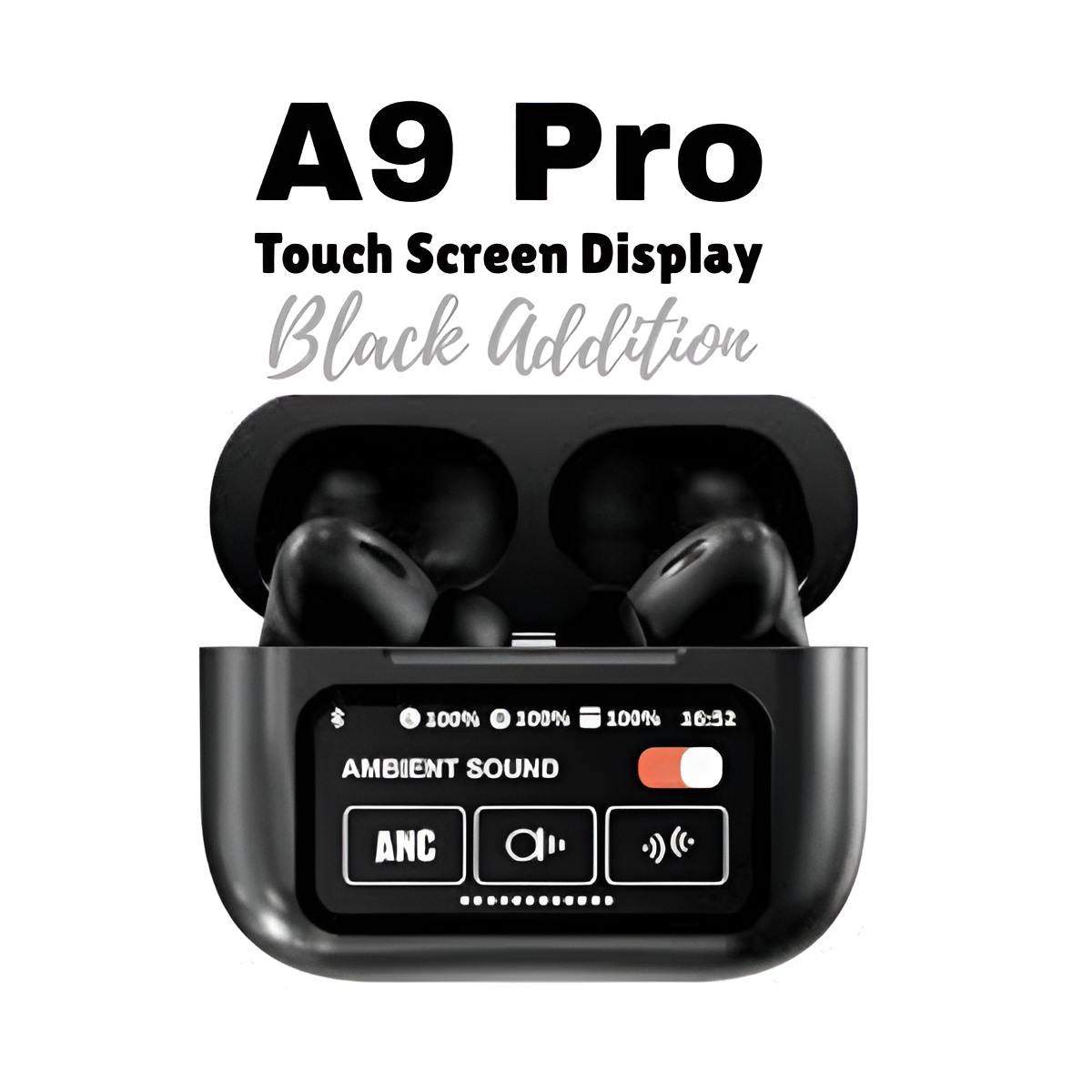 Latest A9 Pro Touch Screen Airpods Black Edition Price in Pakistan