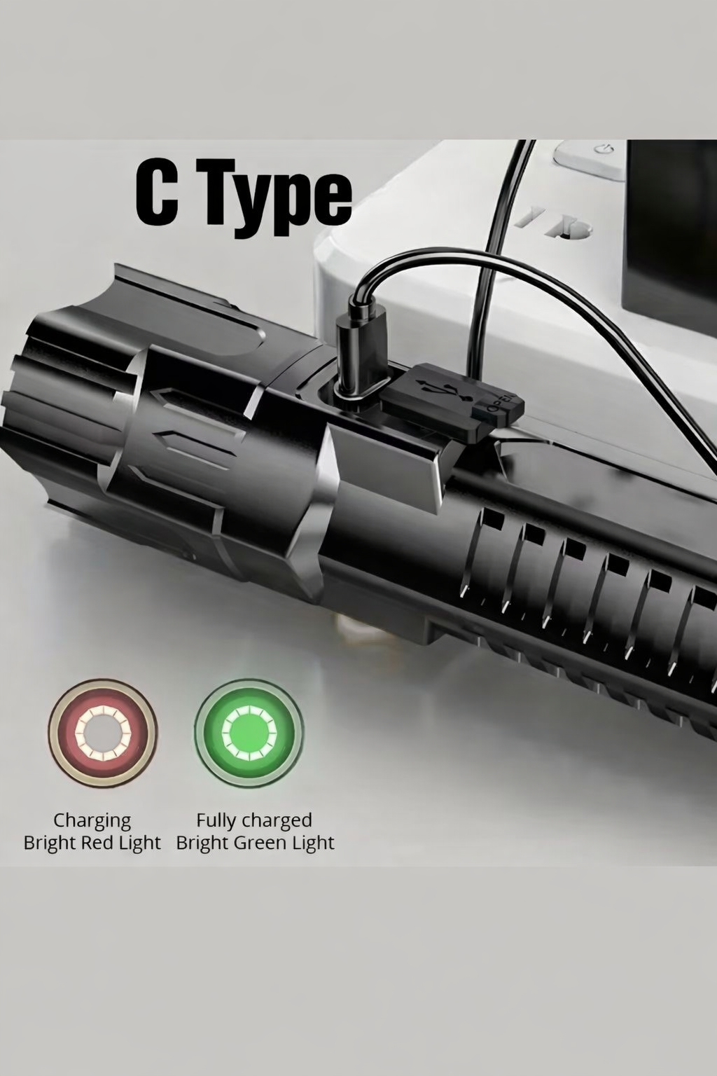 6 in 1 USB Rechargeable LED Flashlight with Side COB Light & 12000mAh Battery + Emergency Power Bank