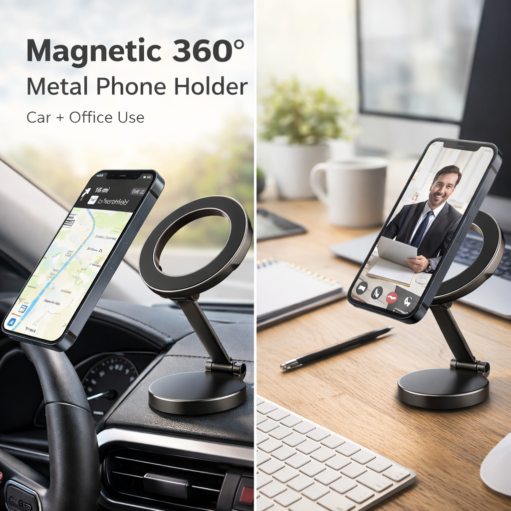 360 Mobile Stand For Car/Office Magnetic Metal Mount