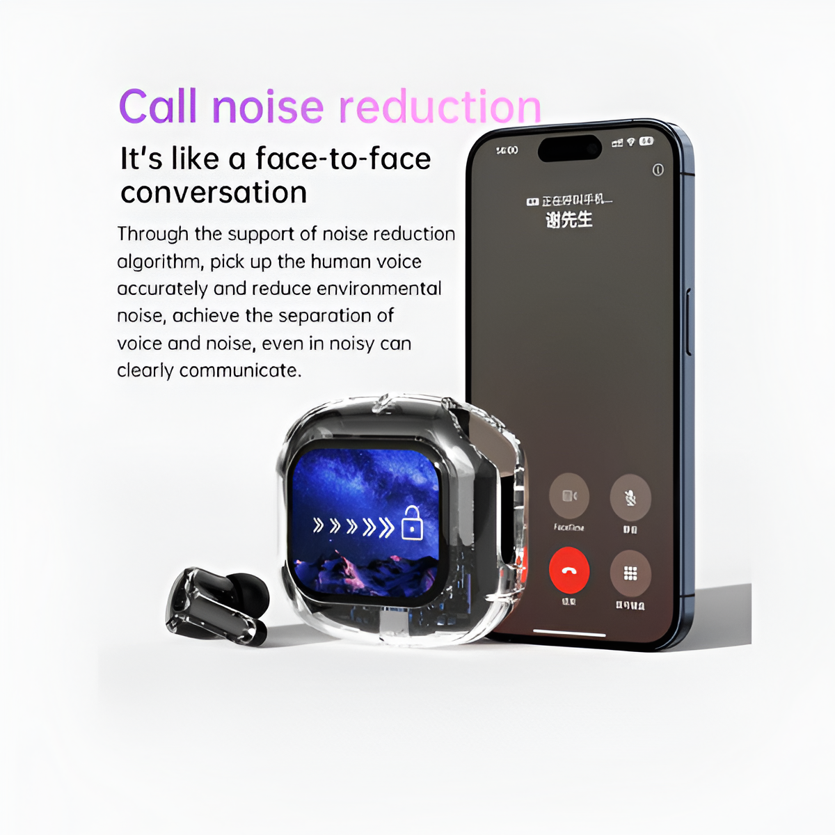 Latest Air Max LCD Display Transparent Earbuds Full Touch Screen 2025
