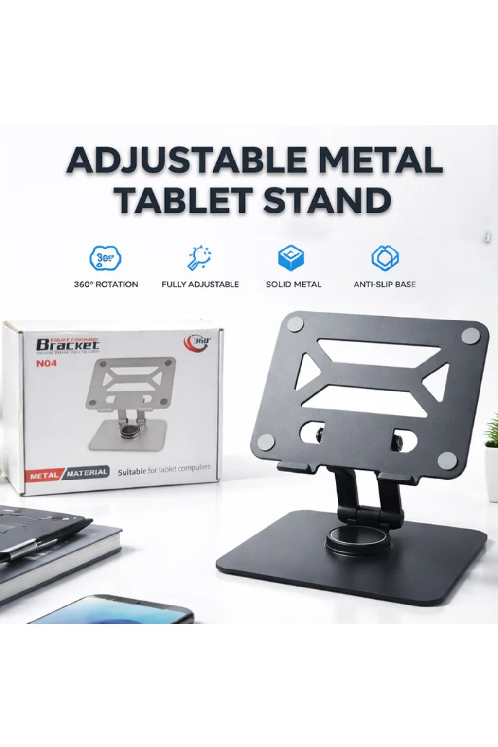 360 Metal Tablet Stand Folding Design