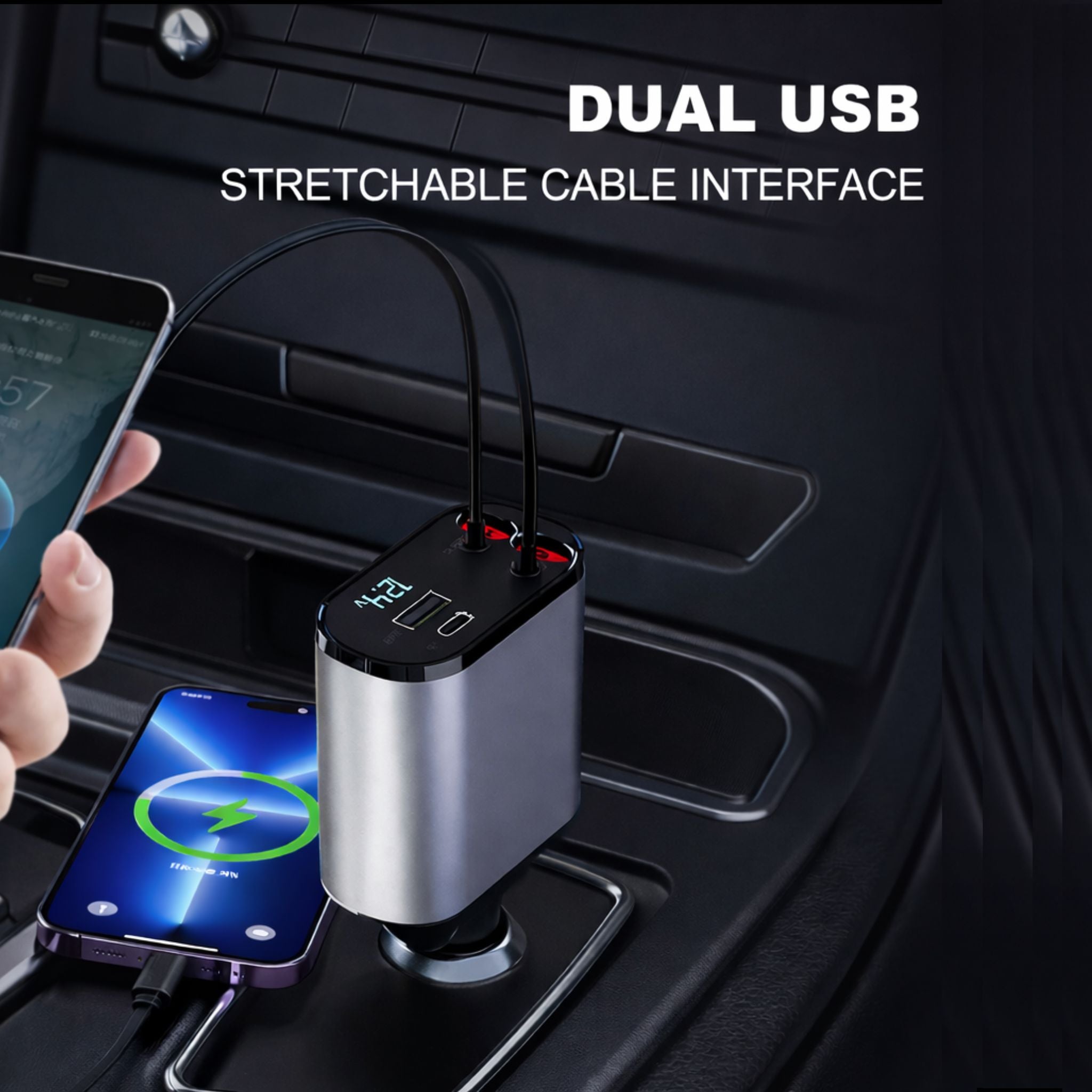 New 4in1 Car Charger With Smart Voltage Super Fast Charging Supported