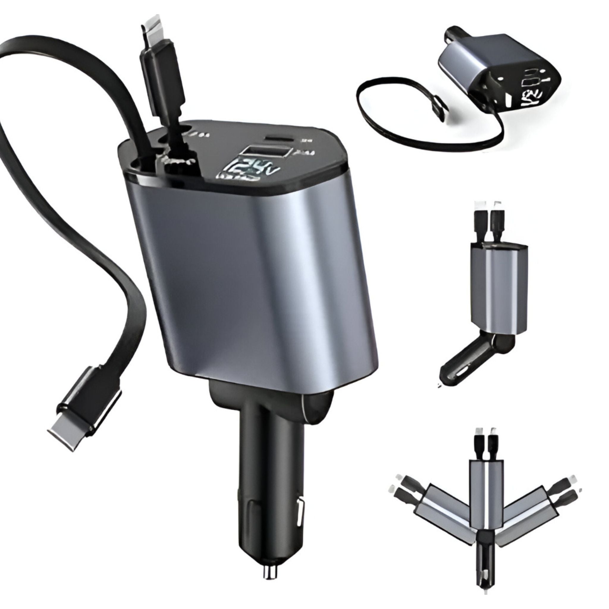 New 4in1 Car Charger With Smart Voltage Super Fast Charging Supported