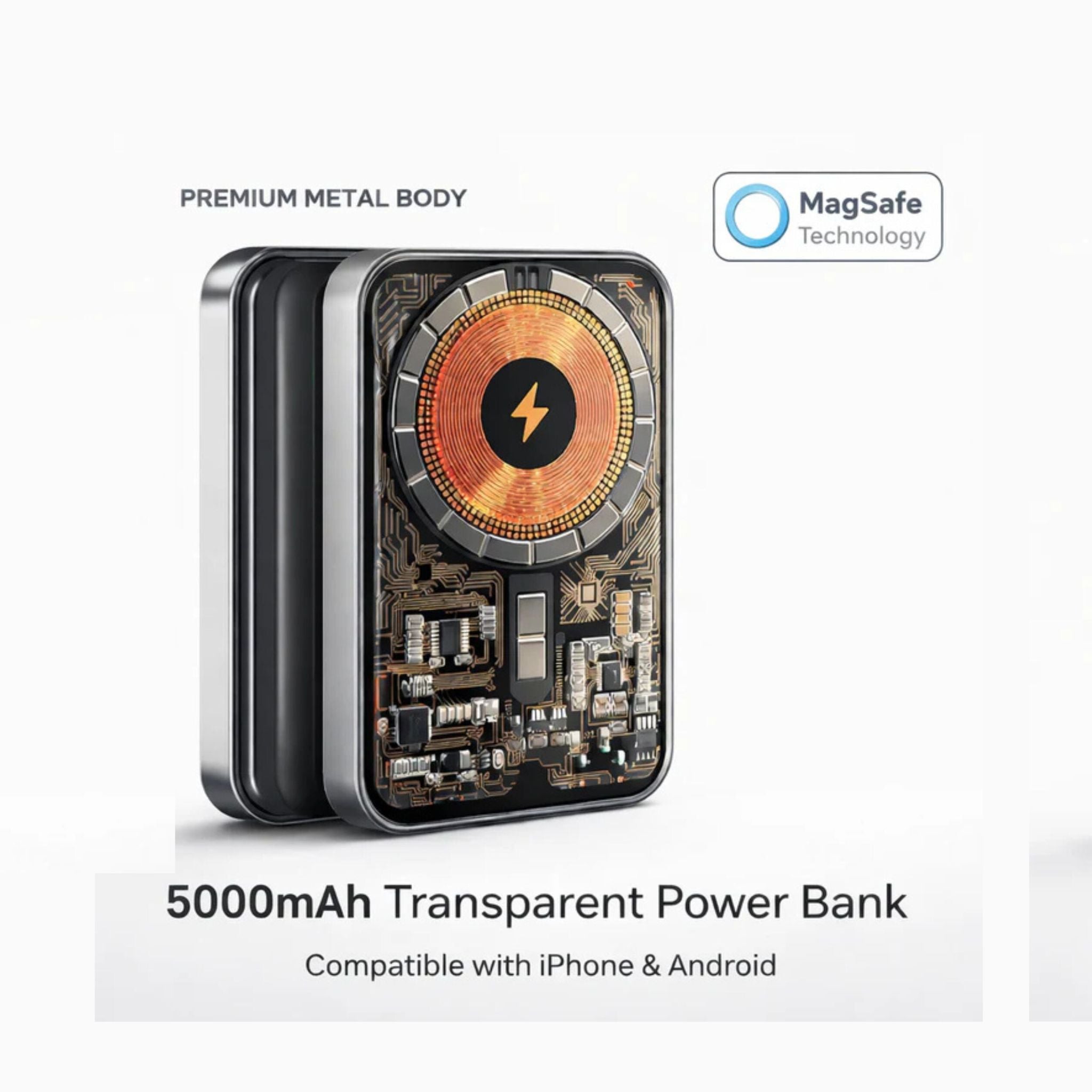New Transparent 5000mah Magsafe Power Bank Premium Sleek Design
