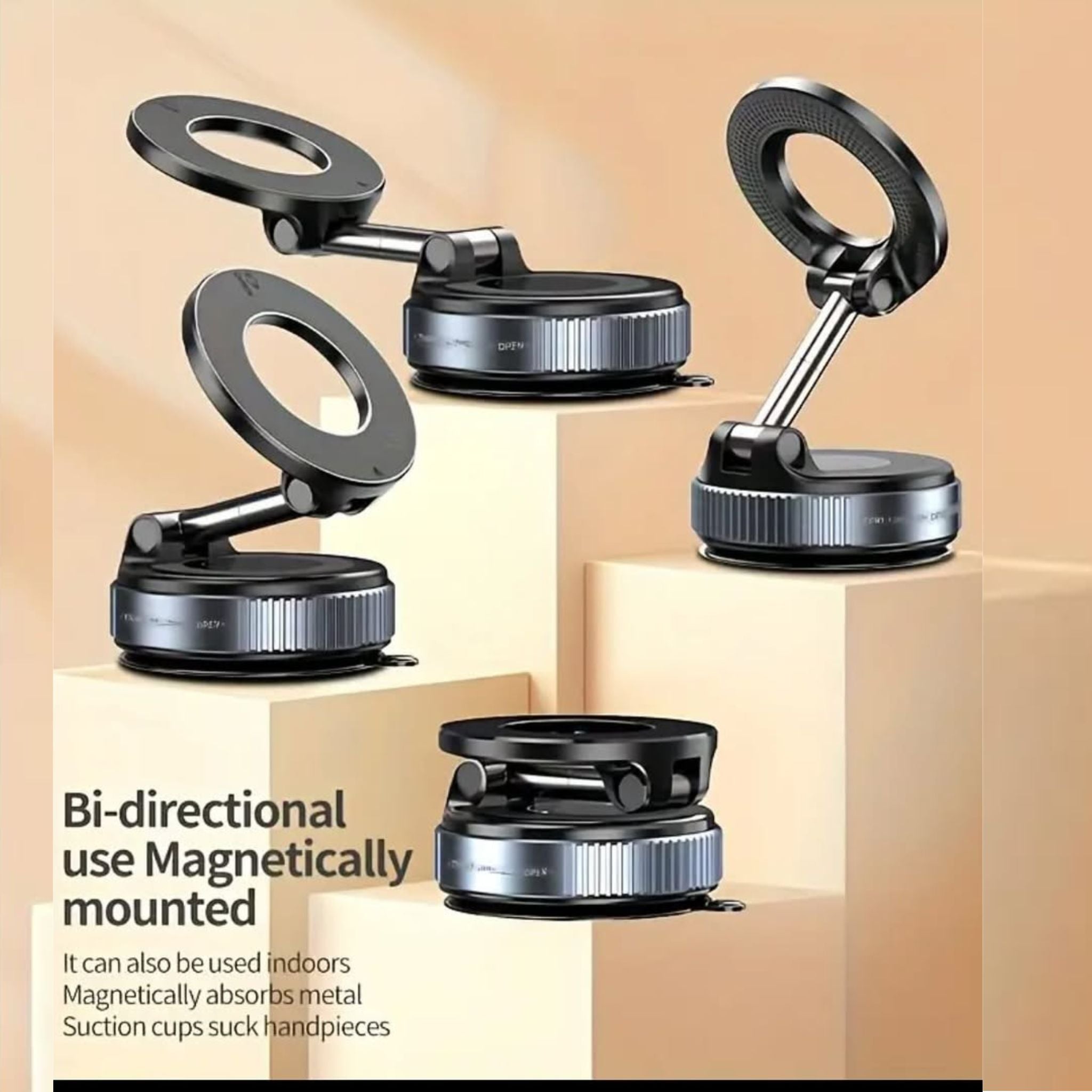 Latest Universal 360 Degree Magnetic Car Mobile Phone Holder with Strong Vacuum Suction Magnetic Car & Desk Stand