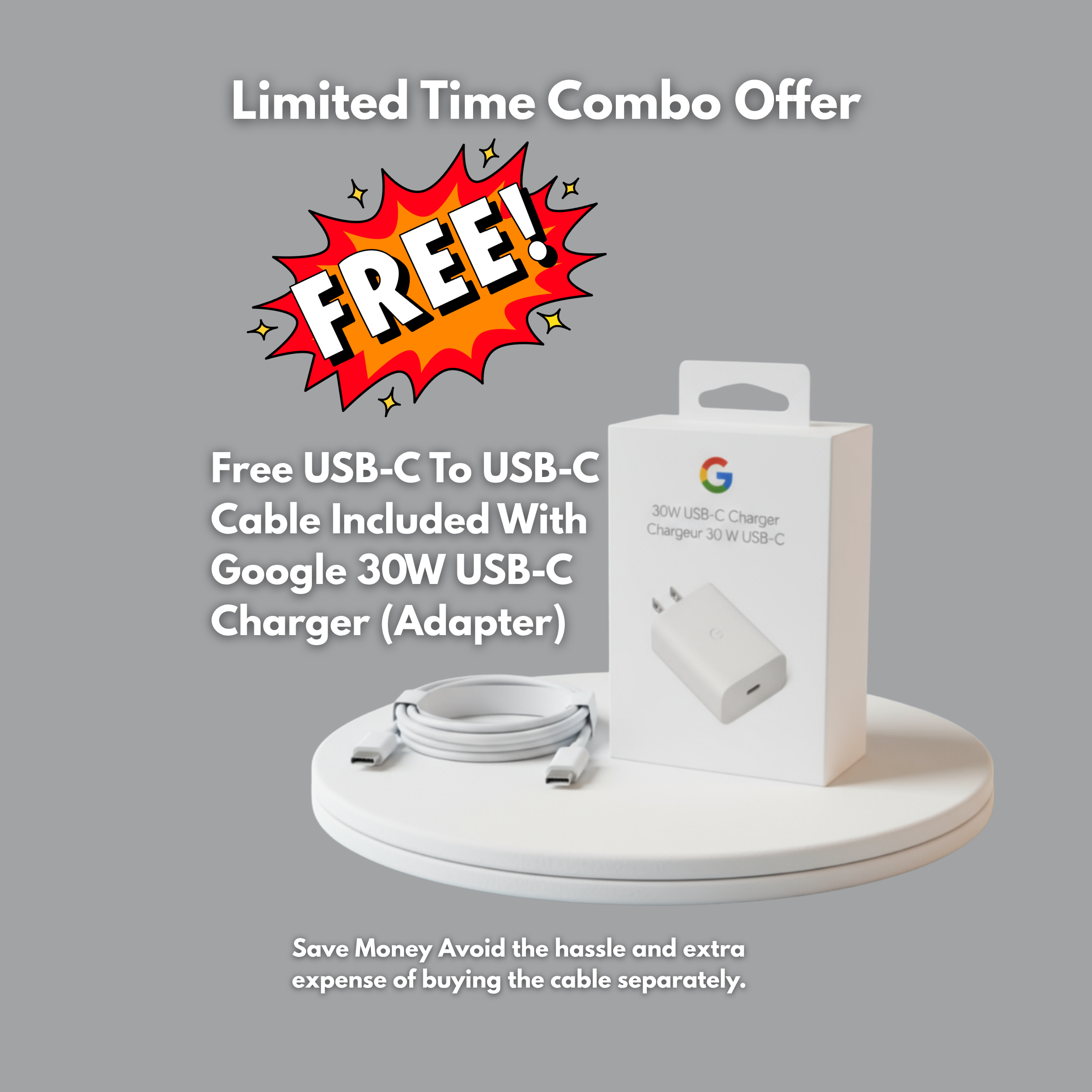 Google 30w Adapter + 30w Google Type-C Cable